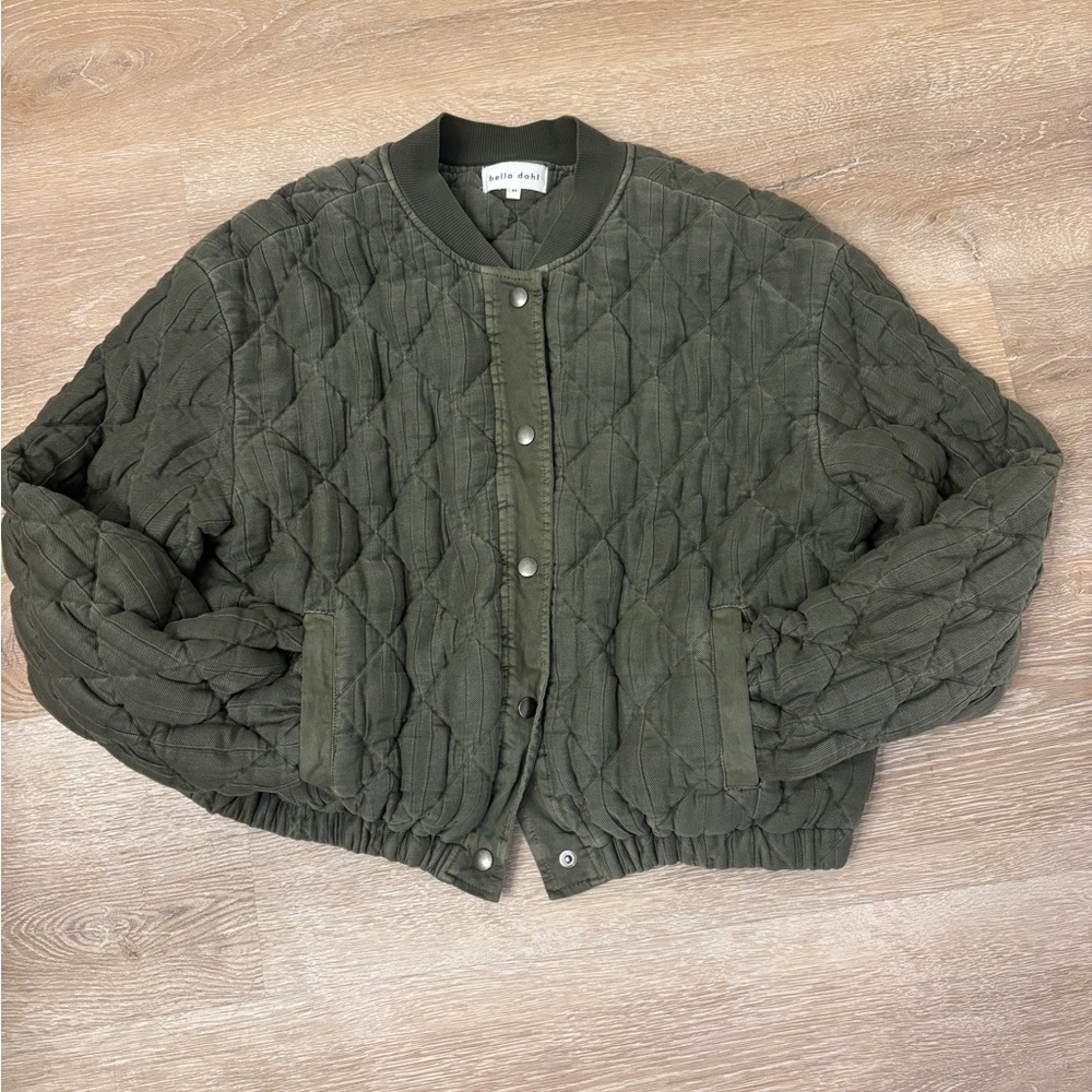 Olive Quilted Women's Bomber Jacket